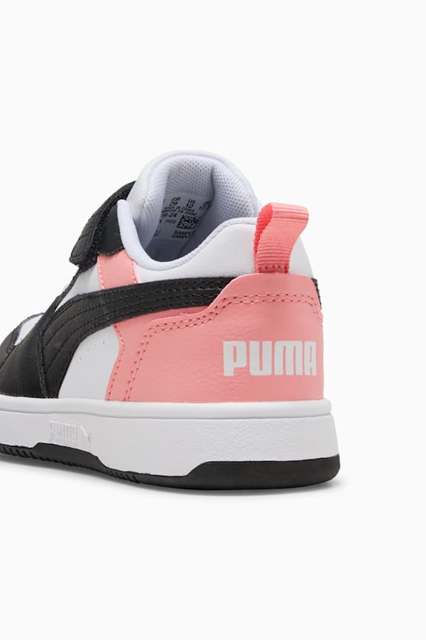 Puma Rebound V6 Lo Kids' Sneakers, PUMA White-PUMA Black-Pink Fruit, extralarge