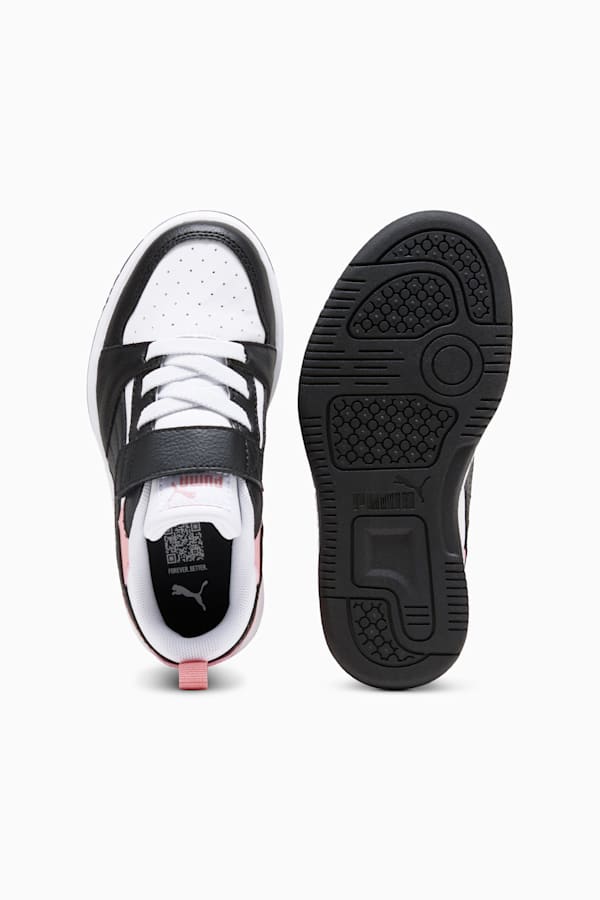 Puma Rebound V6 Lo Kids' Sneakers, PUMA White-PUMA Black-Pink Fruit, extralarge
