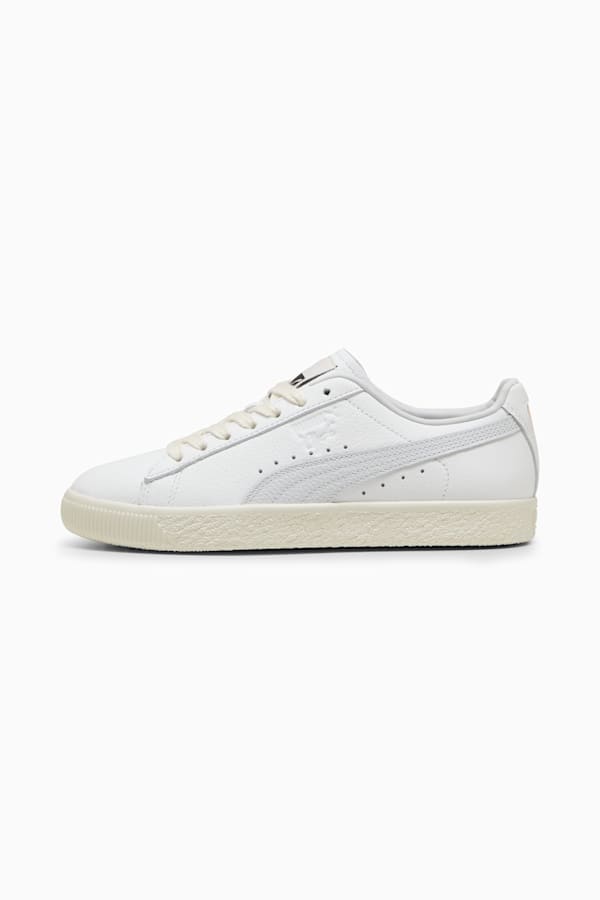 Clyde Leather Sneakers Unisex, PUMA White-Silver Mist-Frosted Ivory, extralarge