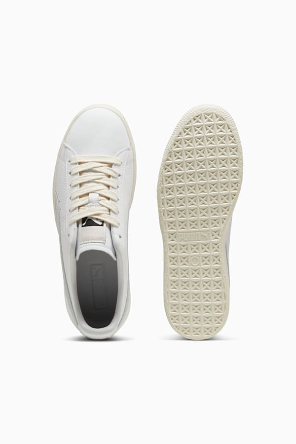 Clyde Leather Sneakers Unisex, PUMA White-Silver Mist-Frosted Ivory, extralarge