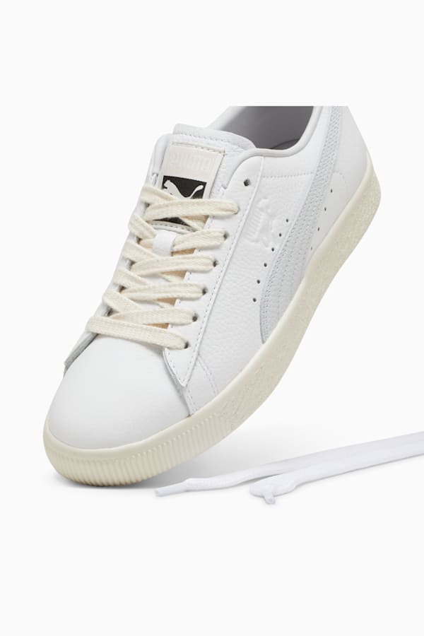 Clyde Leather Sneakers Unisex, PUMA White-Silver Mist-Frosted Ivory, extralarge