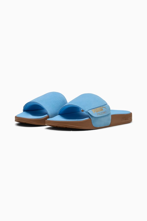 Leadcat 2.0 Palermo Foil Slides Unisex, Team Light Blue-PUMA Gold-Gum, extralarge