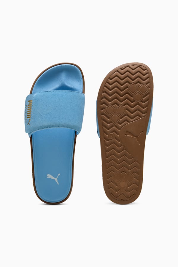 Leadcat 2.0 Palermo Foil Slides Unisex, Team Light Blue-PUMA Gold-Gum, extralarge