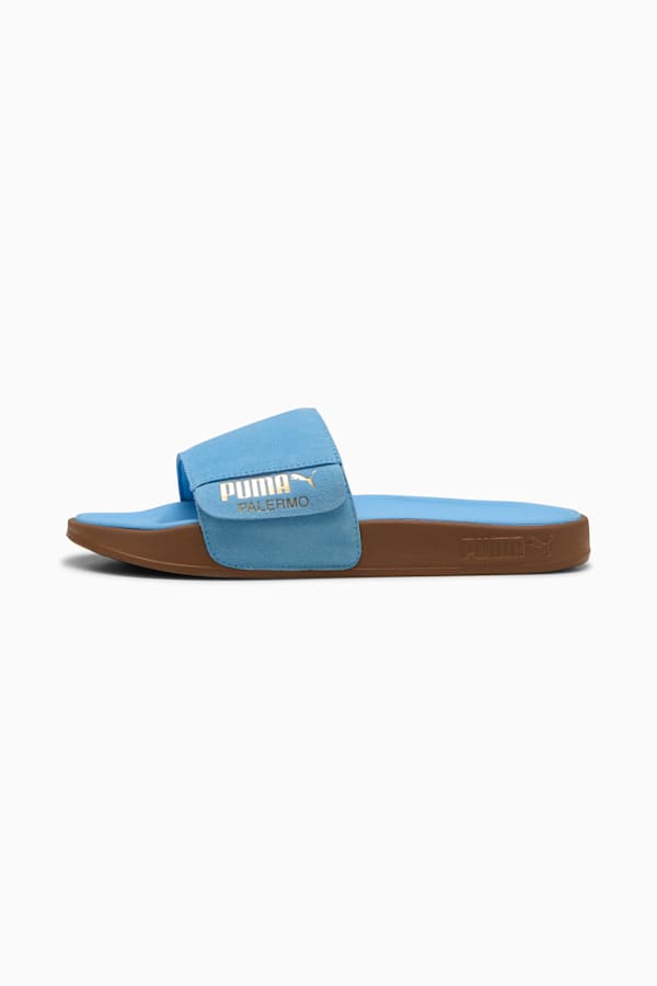 Leadcat 2.0 Palermo Foil Slides Unisex, Team Light Blue-PUMA Gold-Gum, extralarge