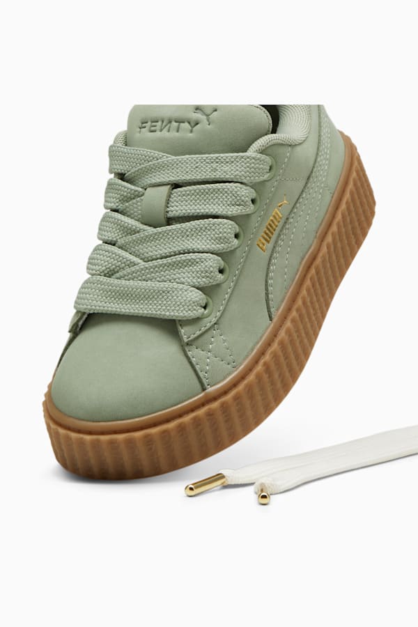 FENTY x PUMA Creeper Phatty Earth Tone Sneakers Kids, Green Fog-PUMA Gold-Gum, extralarge