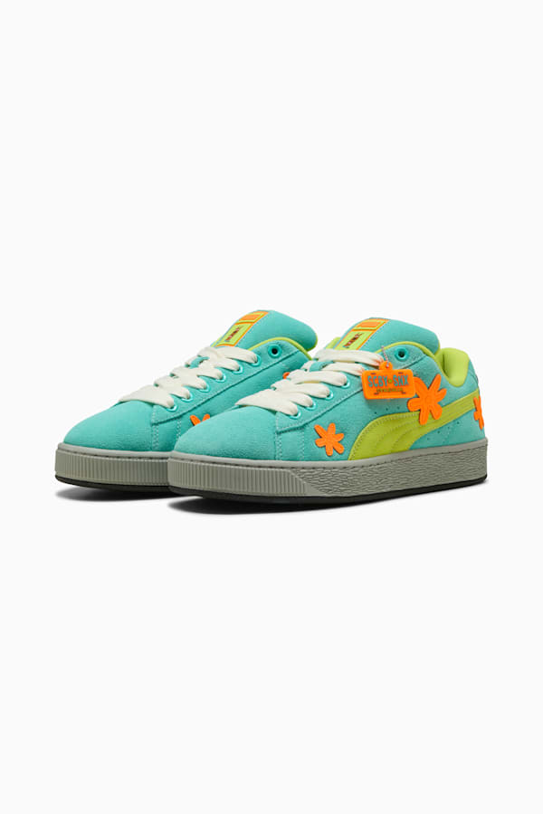 PUMA HOOPS x SCOOBY DOO Suede XL Sneakers Unisex, Lime Smash-Aquatic-Heat Fire, extralarge