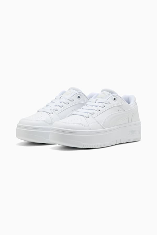 Rebound Femme Low Sneakers Women, PUMA White-Vapor Gray, extralarge-GBR