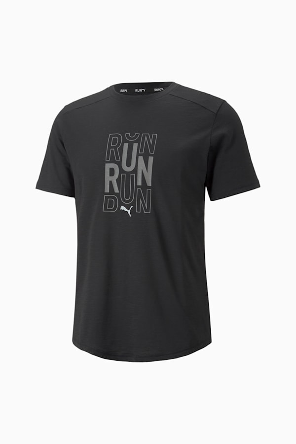 Performance Logo Short Sleeve Running Tee Men, Puma Black, extralarge