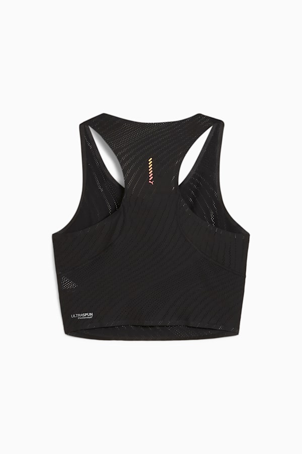 RUN ULTRASPUN Women's Running Crop Top, PUMA Black-Fireglow, extralarge