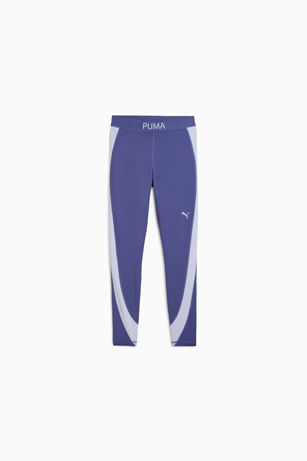 PUMA STRONG High-Waisted 7/8 Colour Block Tights Women, Blue Crystal, extralarge-GBR