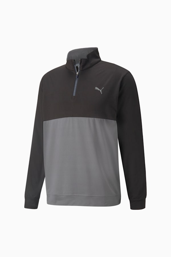 Gamer Colourblock Quarter-Zip Men’s Golf Pullover, Puma Black-QUIET SHADE, extralarge