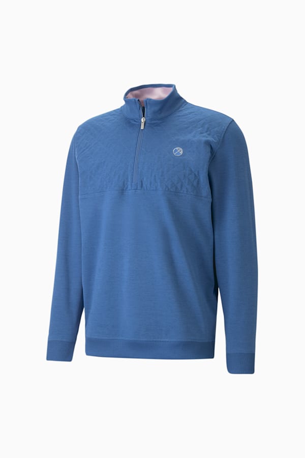 PUMA x ARNOLD PALMER CLOUDSPUN Castle Quarter-Zip Golf Sweater Men, Lake Blue Heather, extralarge-GBR