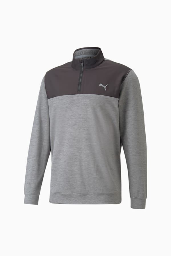 Cloudspun Colourblock Quarter-Zip Golf Sweatshirt Men, PUMA Black-QUIET SHADE Heather, extralarge-GBR