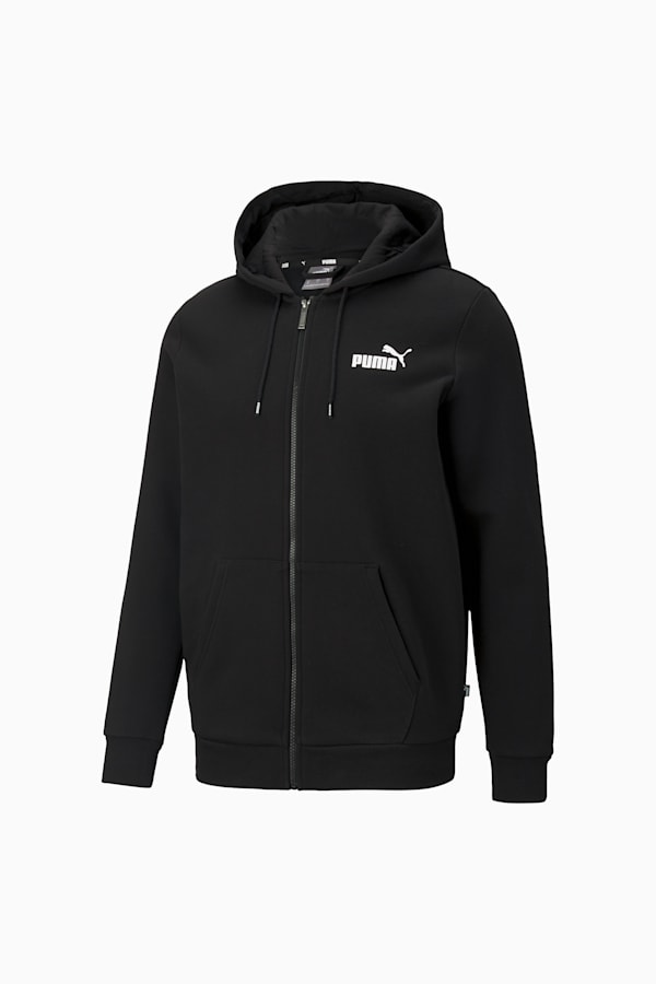 Essentials Full-Zip Logo Hoodie Men, Puma Black, extralarge