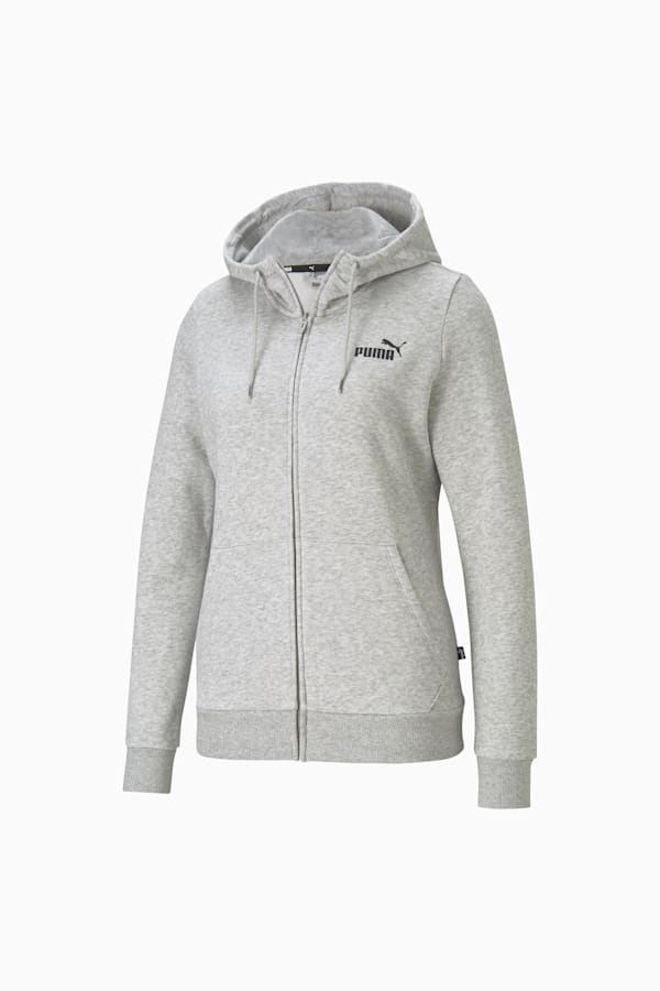 Essentials Full-Zip Hoodie Women, Light Gray Heather, extralarge