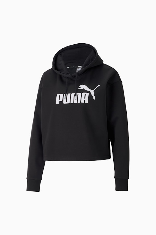 Essentials Cropped Logo Hoodie Women, Puma Black, extralarge