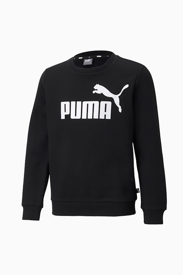 Essentials Big Logo Crew Neck Sweatshirt Youth, Puma Black, extralarge