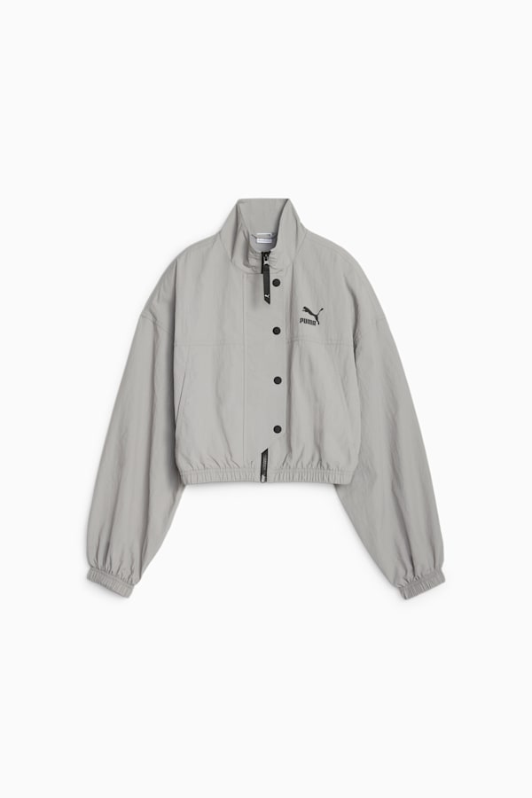 DARE TO Cropped Woven Jacket, Concrete Gray, extralarge