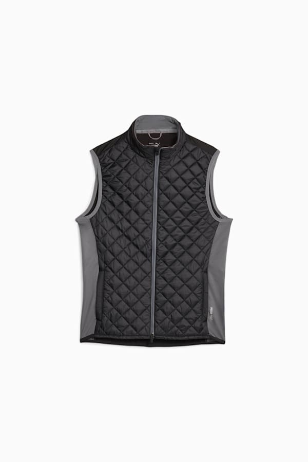 Men's Golf Frost Quilted Vest, PUMA Black-Slate Sky, extralarge
