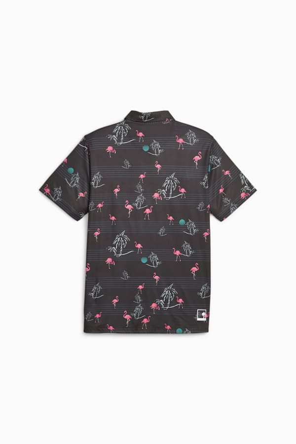 PUMA x PALM TREE CREW Men's Golf Print Polo, PUMA Black-Charming Pink, extralarge