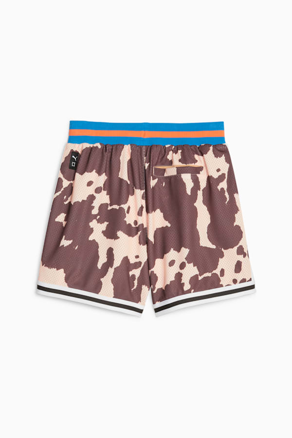 Clyde's Closet Men's Basketball Shorts, Sand Dune-Chestnut Brown-AOP, extralarge