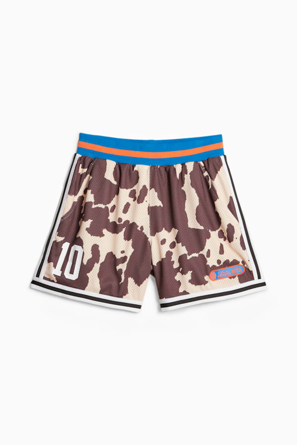 Clyde's Closet Men's Basketball Shorts, Sand Dune-Chestnut Brown-AOP, extralarge