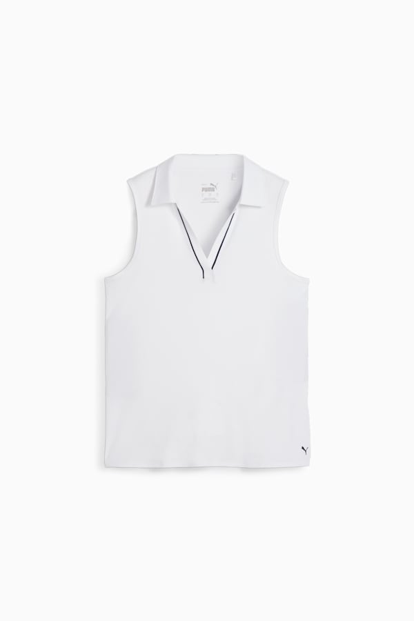 CLOUDSPUN Piped Sleeveless Golf Polo Women, White Glow, extralarge