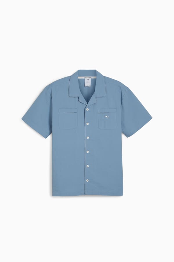 MMQ Seersucker Shirt, Zen Blue, extralarge