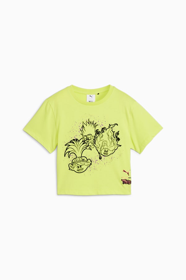 PUMA x TROLLS Kids' Graphic Tee, Lime Sheen, extralarge