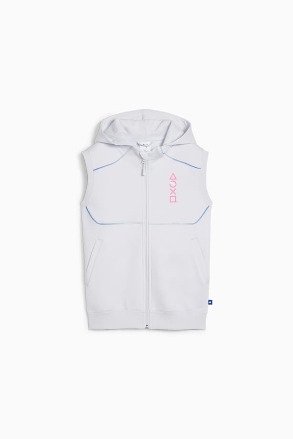 PUMA x PLAYSTATION Youth Sleeveless Hoodie, Silver Mist, extralarge