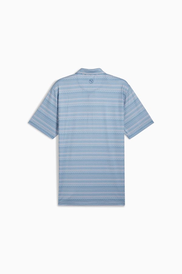 Fair Isle Micro Print Golf Polo Men, Blue Horizon-White Glow, extralarge