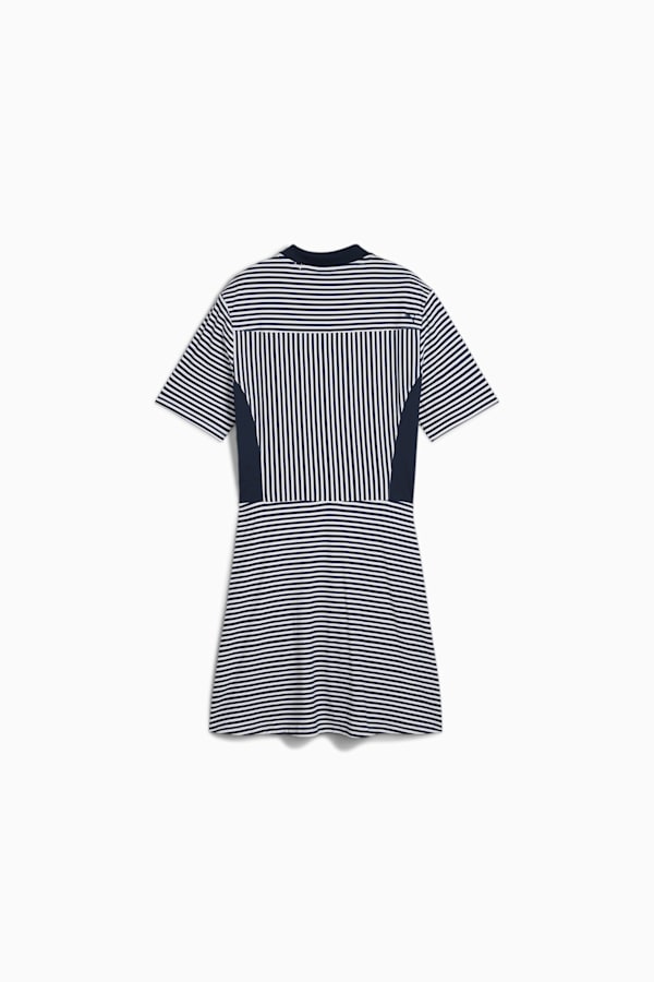 Kassidy Stripe Short Sleeve Golf Dress Women, Deep Navy-White Glow, extralarge-GBR