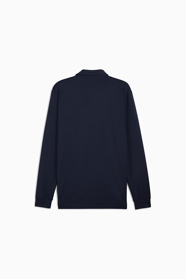 CLOUDSPUN Long Sleeve Mid-weight Golf Polo Men, Deep Navy-Ash Gray, extralarge