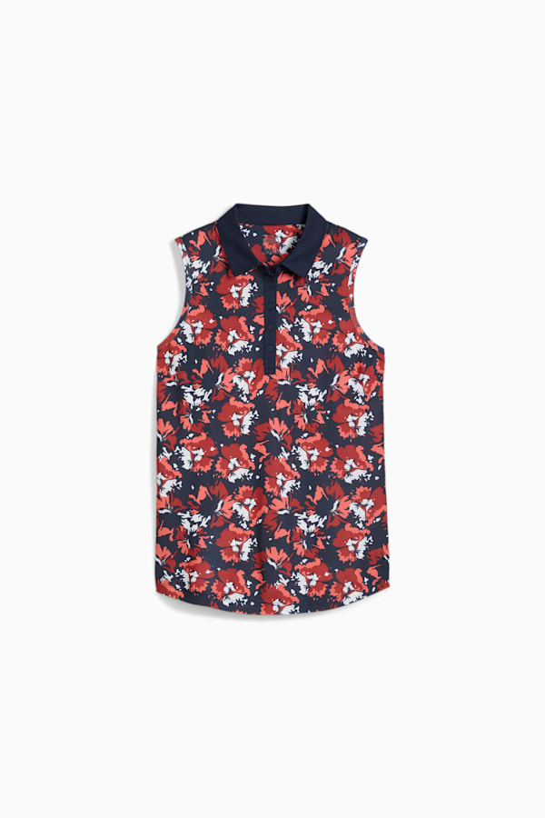Pique Borrego Sleeveless Golf Polo Women, Deep Navy-Salmon, extralarge-GBR