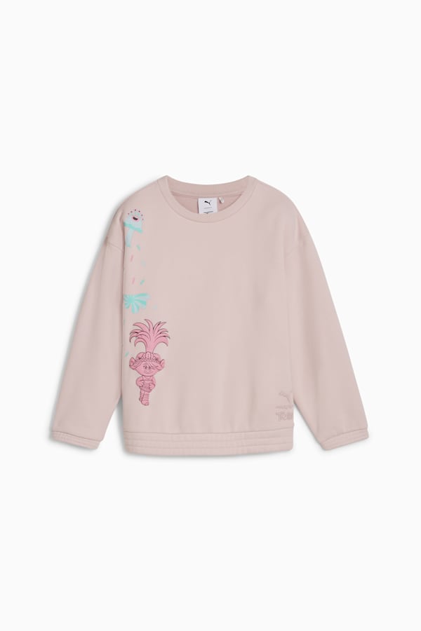 PUMA x TROLLS Graphic Crew Sweat Kids, Mauve Mist, extralarge