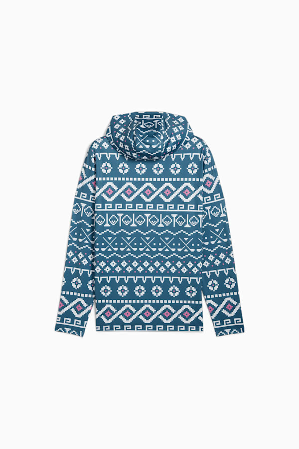 Fair Isle Golf Hoodie Men, Blue Horizon-White Glow, extralarge-GBR