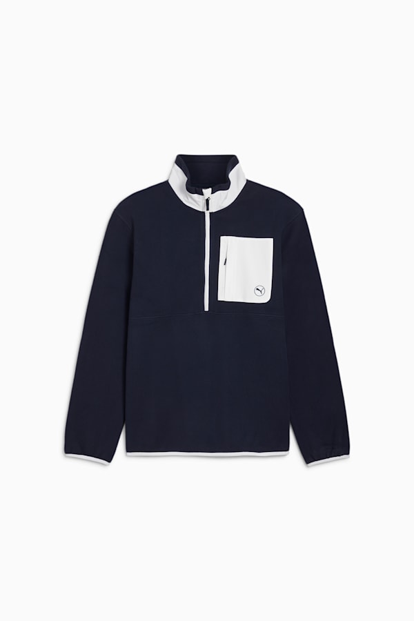 Quarter-Zip Fleece Golf Top Men, Deep Navy-White Glow, extralarge