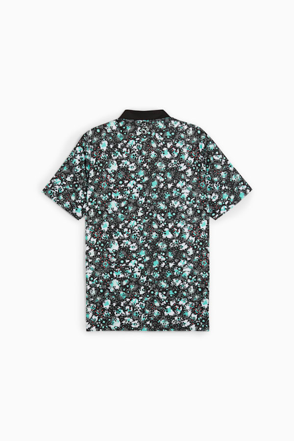 CLOUDSPUN Abstract Camo Golf Polo Men, PUMA Black-Aquatic, extralarge
