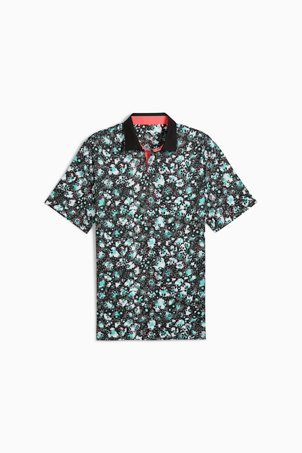 CLOUDSPUN Abstract Camo Golf Polo Men, PUMA Black-Aquatic, extralarge