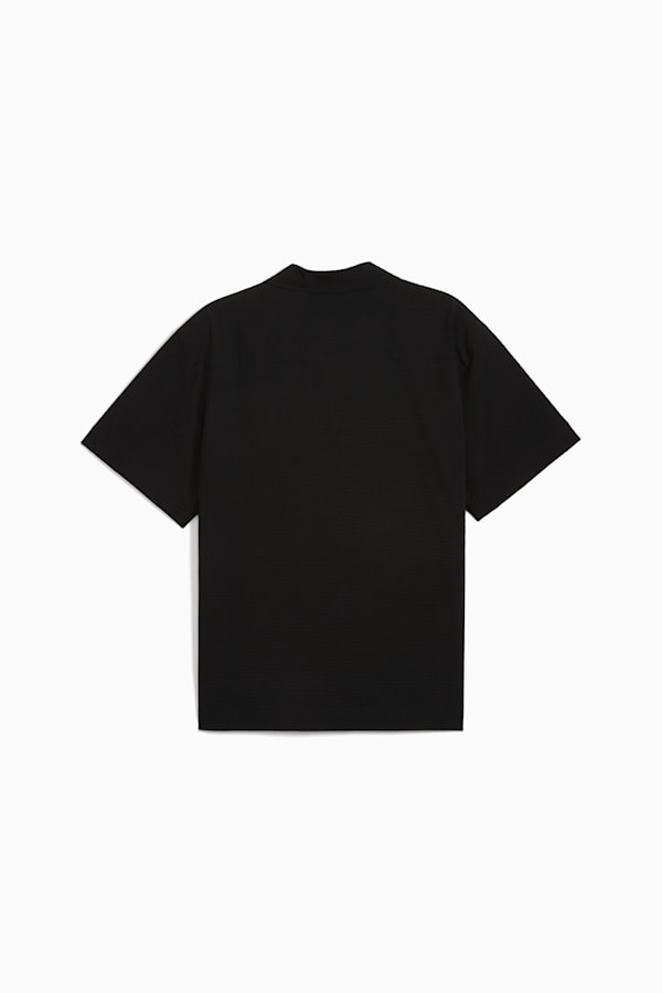 WARDROBE Essentials Seersucker Relaxed Shirt Men, PUMA Black, extralarge