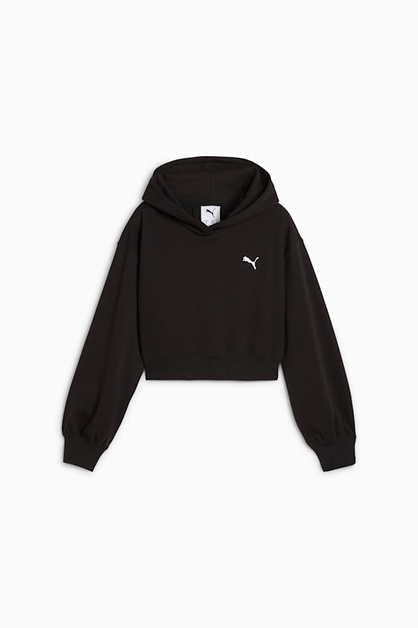 WARDROBE ESS Short Length Hoodie Youth, PUMA Black, extralarge-GBR