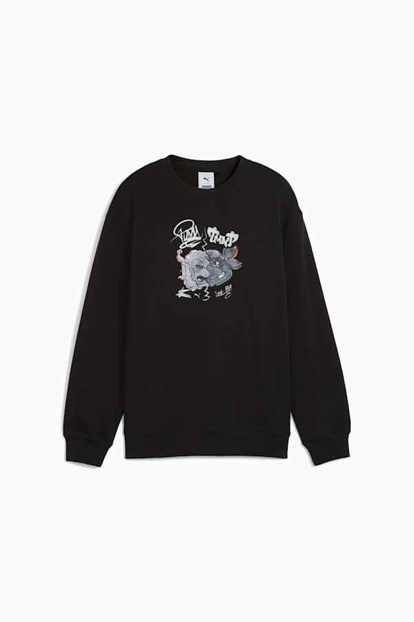 PUMA x TMNT Relaxed Graphic Crew Youth, PUMA Black, extralarge-GBR