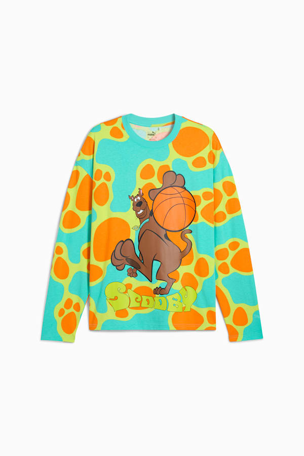 PUMA HOOPS x SCOOBY DOO Long Sleeve Top Men, Aquatic-Lime Smash-AOP, extralarge