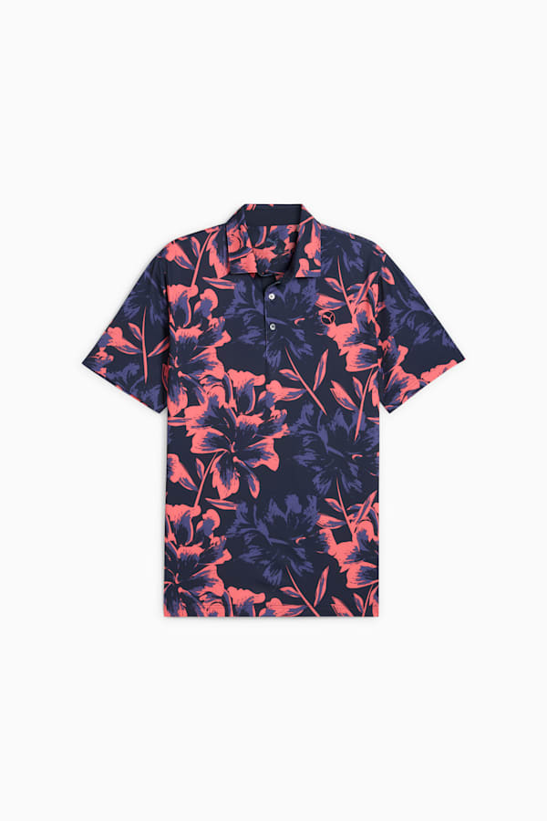 MATTR Broken Flower Golf Polo Men, Deep Navy-Peach Frost, extralarge