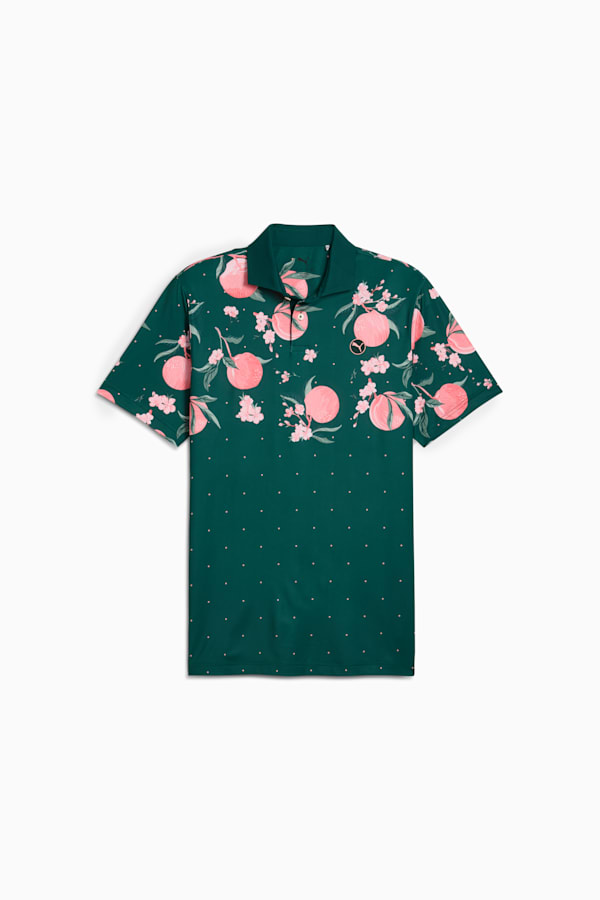 MATTR Freshly Picked Golf Polo Men, Dark Myrtle-Pink Fruit, extralarge