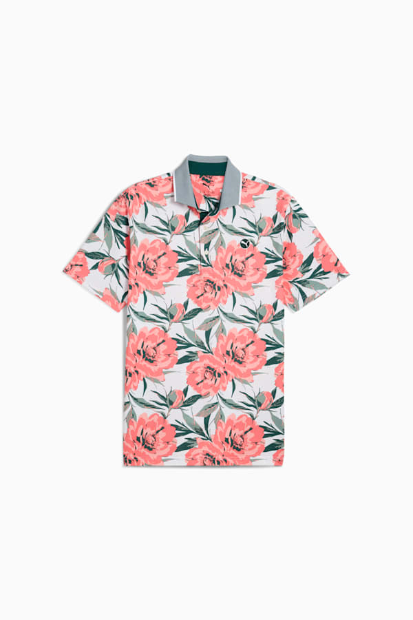 MATTR Beautiful Game Golf Polo Men, White Glow-Red Fire, extralarge