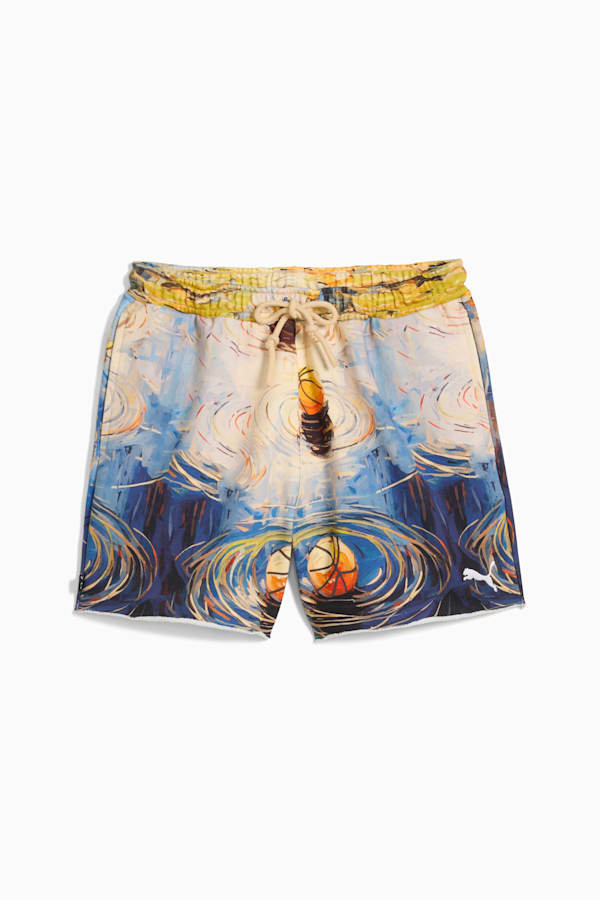 Dylan Exhibit Terry Basketball Shorts Men, Vivid Blue-AOP, extralarge