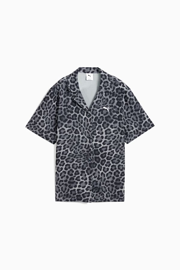 LEO LUXE Relaxed All-Over Print Woven Shirt Women, PUMA Black, extralarge