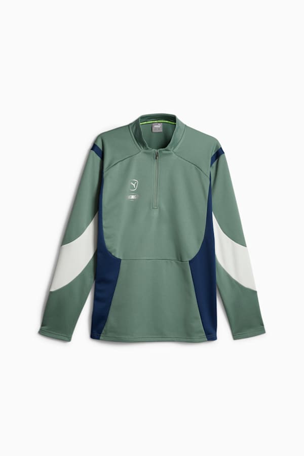 KING Pro Men's Football Quarter-zip Top, Sedate Gray-Persian Blue, extralarge-GBR