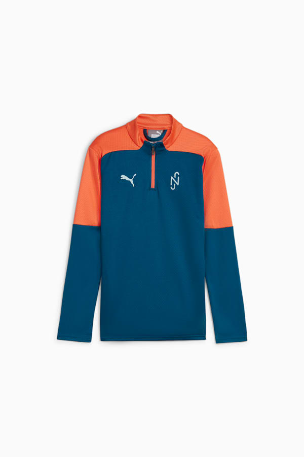 PUMA x NEYMAR JR Creativity Youth Quarter-Zip Football Top, Ocean Tropic-Hot Heat, extralarge